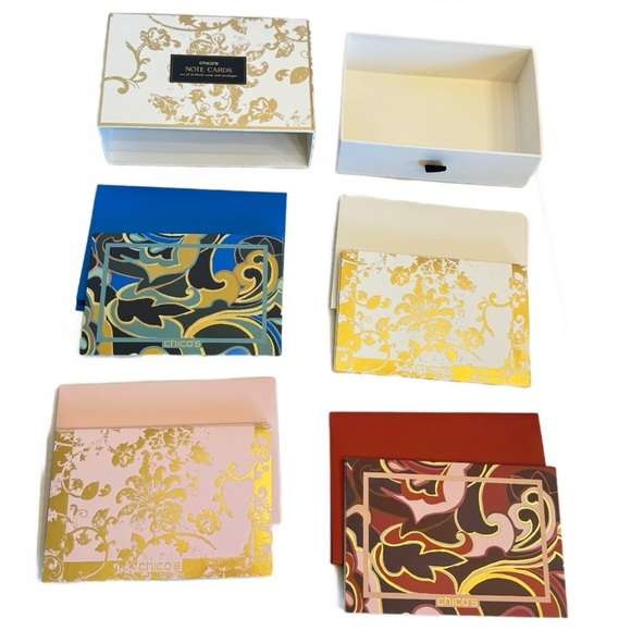 Chicos Blank Note Cards Embossed Logo Cards Envelopes Rose Smoke 16 Pack - Picture 1 of 16